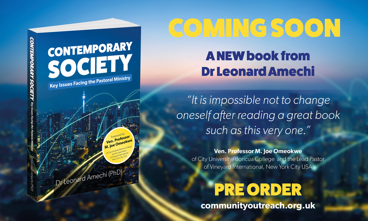 advert for pre-order book, contemporary society by Dr Leonard Amechi